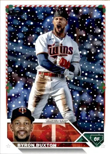 H49 Byron Buxton baseball card from 2023 Topps Holiday series in Near Mint condition