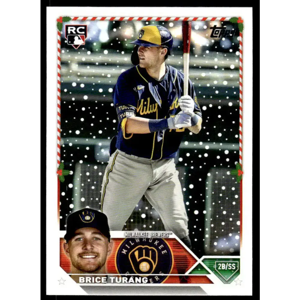 2023 Topps Holiday #H52 Brice Turang NM-MT RC Rookie Milwaukee Brewers Baseball Card - Baseball Card Single