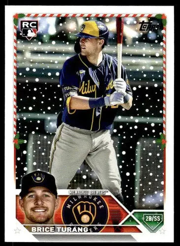 Original gloss 2023 Topps Holiday h52 Brice Turang mint RC rookie baseball card