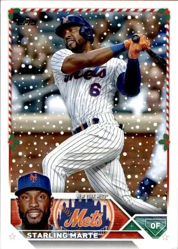 Original gloss 2023 Topps Holiday H53 Starling Marte Mets baseball card
