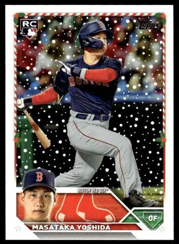 Masataka Yoshida baseball card from 2023 Topps Holiday with original gloss, near mint