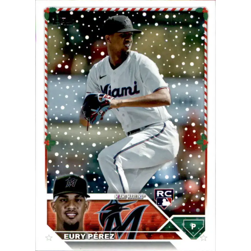 2023 Topps Holiday #H85 Eury Perez NM-MT RC Rookie Miami Marlins Baseball Card - Baseball Card Single