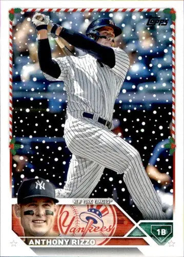 Original gloss 2023 Topps Holiday H87 Anthony Rizzo Yankees baseball card image