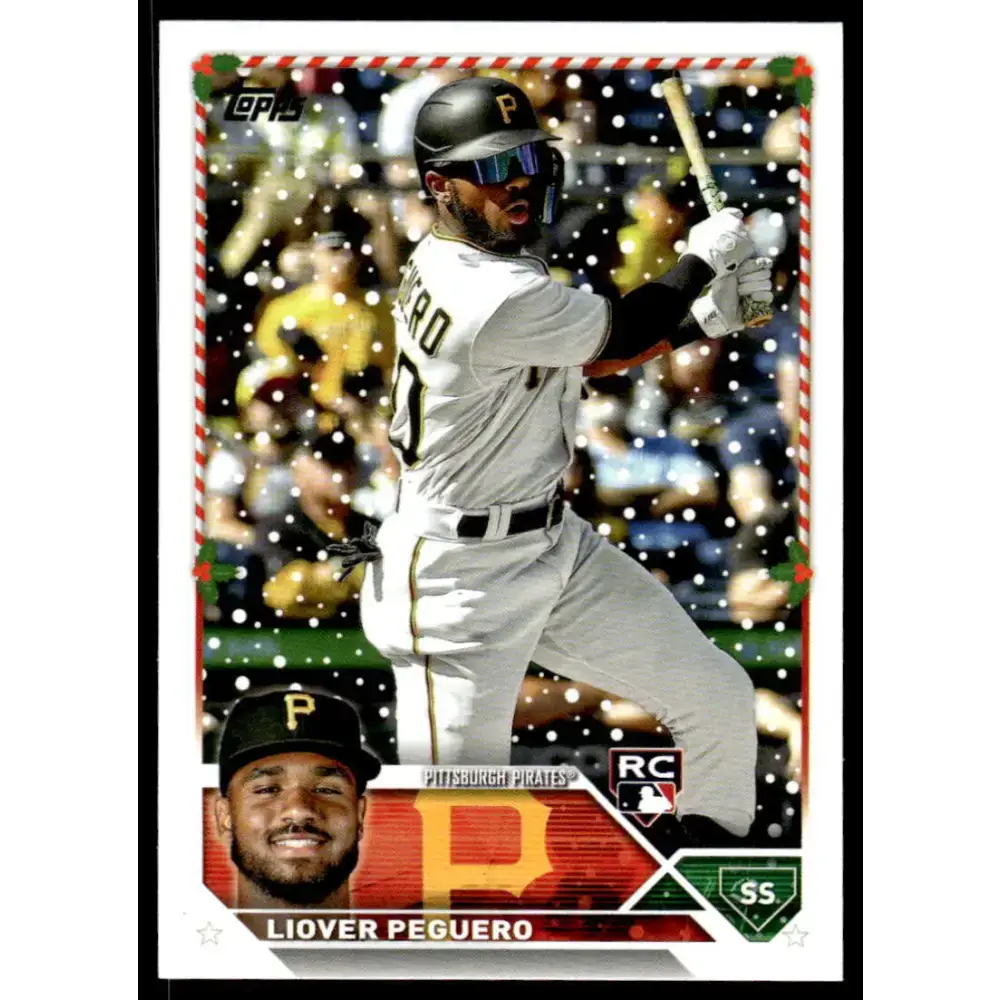 2023 Topps Holiday #H89 Liover Peguero NM-MT RC Rookie Pittsburgh Pirates Baseball Card - Baseball Card Single