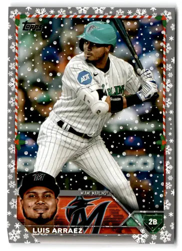 Original gloss 2023 Topps Holiday Metallic H100 Luis Arraez baseball card NM Near Mint