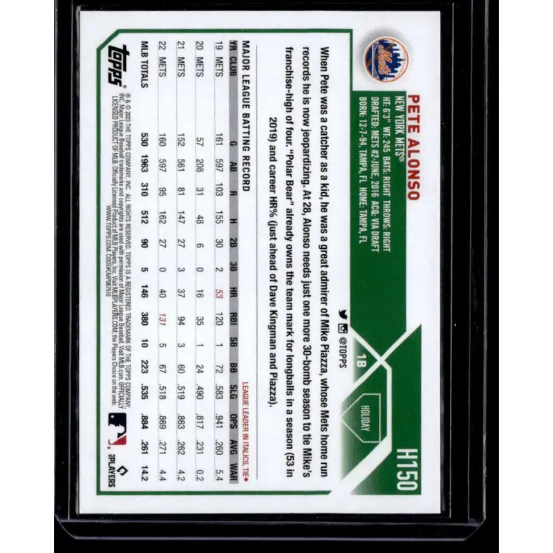 2023 Topps Holiday Metallic #H150 Pete Alonso NM-MT New York Mets Baseball Card - Baseball Card Single