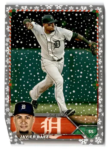 2023 Topps Holiday Metallic Javier Baez baseball card Tigers NM Near Mint