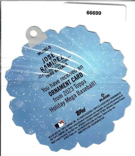 Topps Holiday Oversized Baseball Ornament Card featuring Jose Ramirez 2023 Topps Holiday