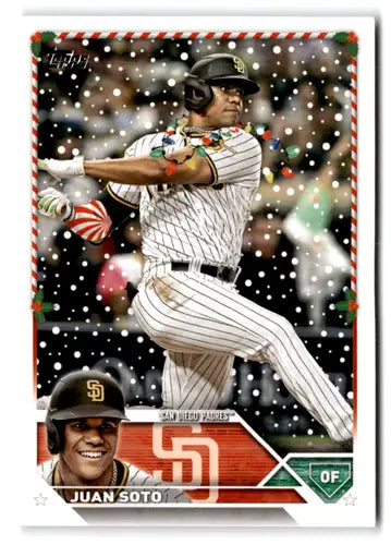Juan Soto baseball card from 2023 Topps Holiday Rare Short Prints collection