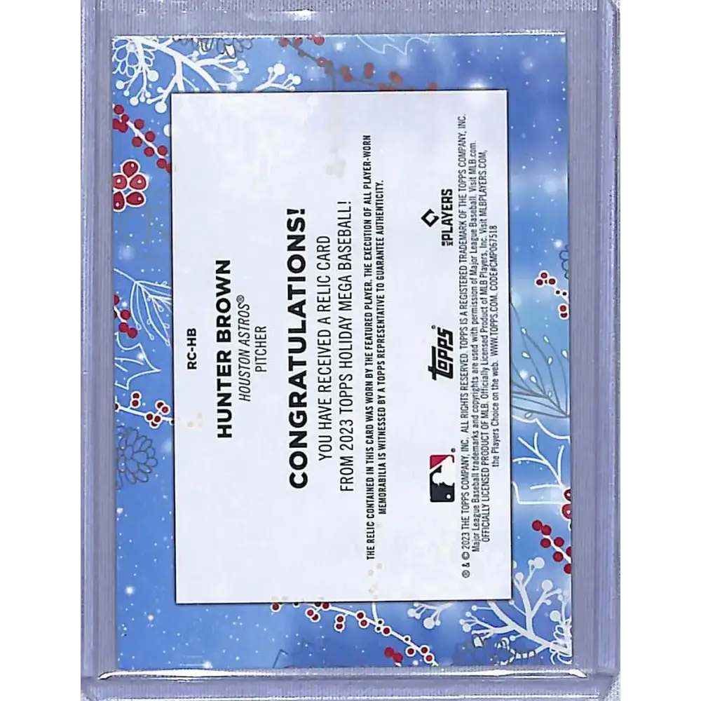 2023 Topps Holiday Relics #RC-HB Hunter Brown NM-MT MEM Houston Astros Baseball Card - Baseball Card Single