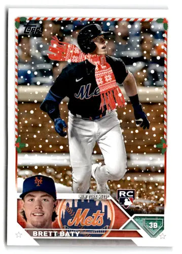 2023 Topps Holiday Short Prints Brett Baty baseball card with original gloss