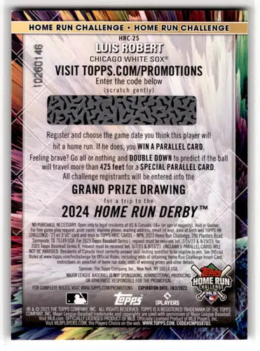 2023 Topps Home Run Challenge Luis Robert card White Sox ID 56750