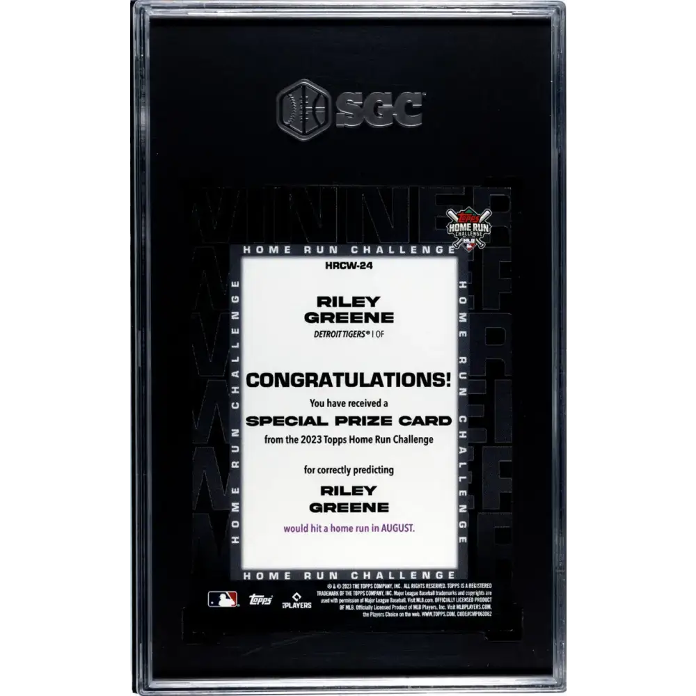 2023 Topps Homerun Challenge Winner #HRCW-24 Riley Greene SGC 10 Gem 547/595 Detroit Tigers Baseball Card - Baseball