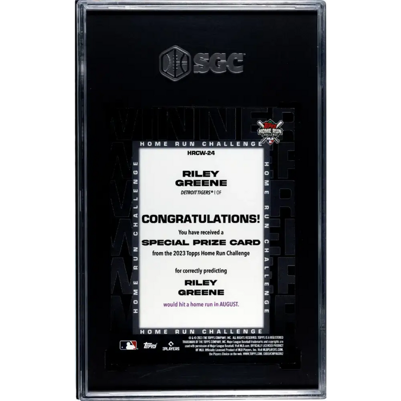 2023 Topps Homerun Challenge Winner #HRCW-24 Riley Greene SGC 10 Gem 547/595 Detroit Tigers Baseball Card - Baseball