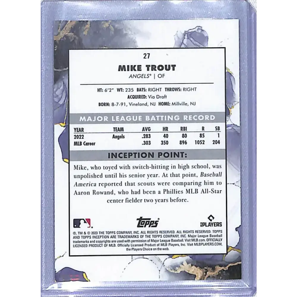 2023 Topps Inception #27 Mike Trout NM-MT Los Angeles Angels Baseball Card - Baseball Card Single