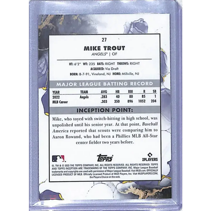 2023 Topps Inception #27 Mike Trout NM-MT Los Angeles Angels Baseball Card - Baseball Card Single