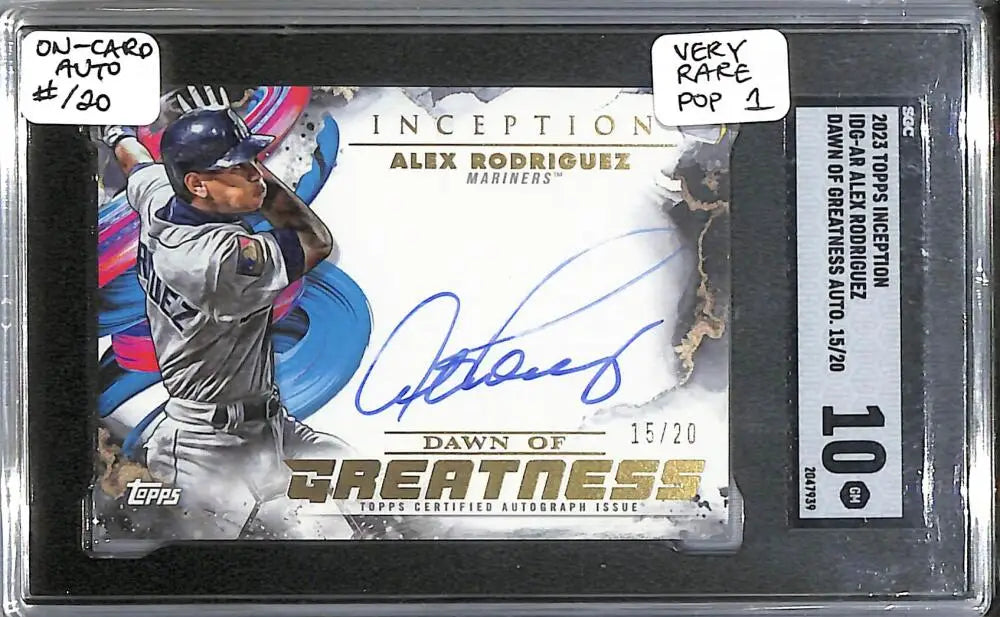 2023 Topps Inception Dawn Of Greatness #IDG-AR Alex Rodriguez SGC 10 Gem Auto 15/20 Seattle Mariners - Baseball Card