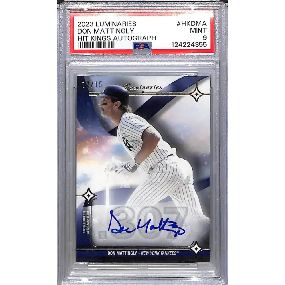 2023 Topps Luminaries Hit Kings #HK-DMA Don Mattingly PSA 9 MINT Auto 12/15 New York Yankees - Baseball Card Single