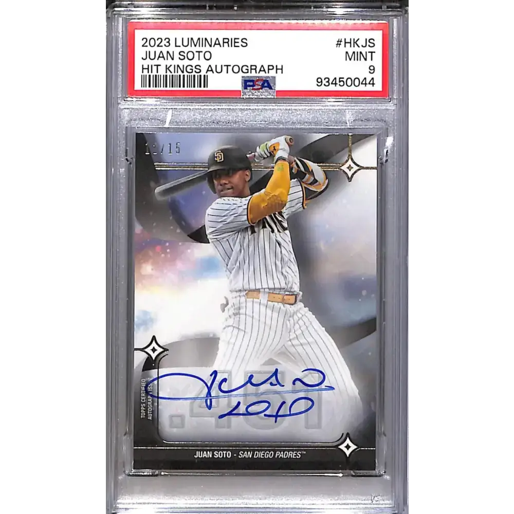 2023 Topps Luminaries Hit Kings #HK-JS Juan Soto PSA 9 MINT Auto 12/15 San Diego Padres - Baseball Card Single