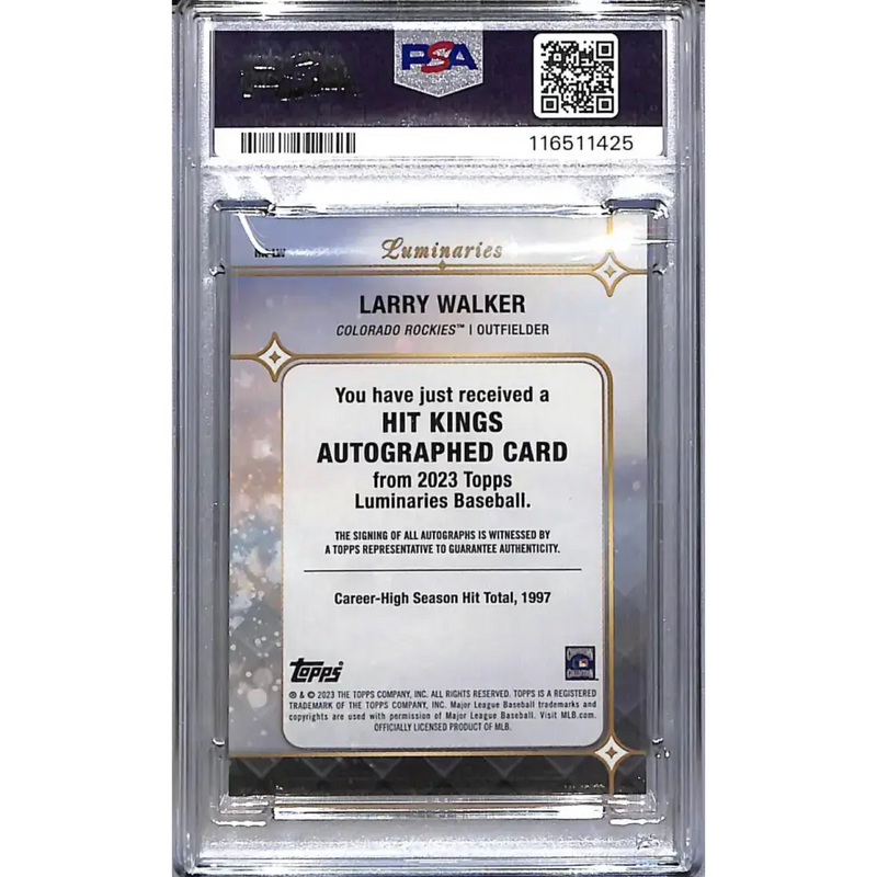 2023 Topps Luminaries Hit Kings #HK-LW Larry Walker PSA 8 NM-MT Auto 11/15 Colorado Rockies - Baseball Card Single