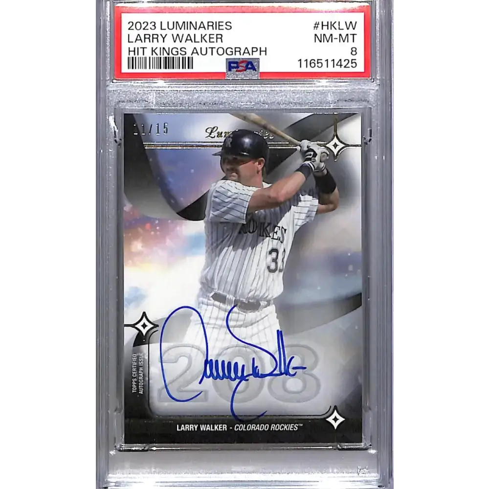 2023 Topps Luminaries Hit Kings #HK-LW Larry Walker PSA 8 NM-MT Auto 11/15 Colorado Rockies - Baseball Card Single