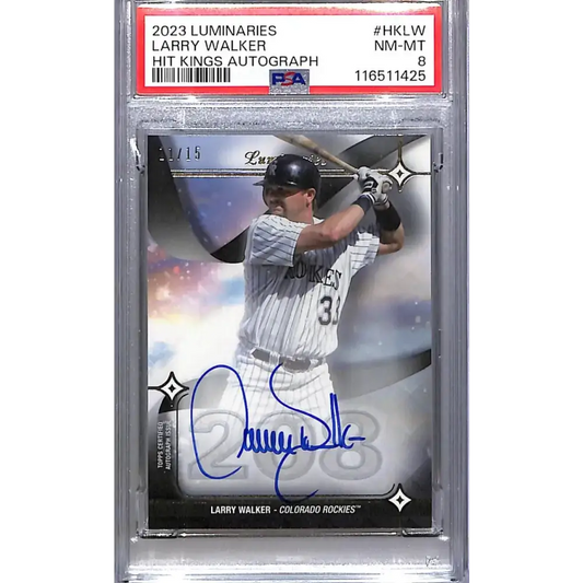 2023 Topps Luminaries Hit Kings #HK-LW Larry Walker PSA 8 NM-MT Auto 11/15 Colorado Rockies - Baseball Card Single