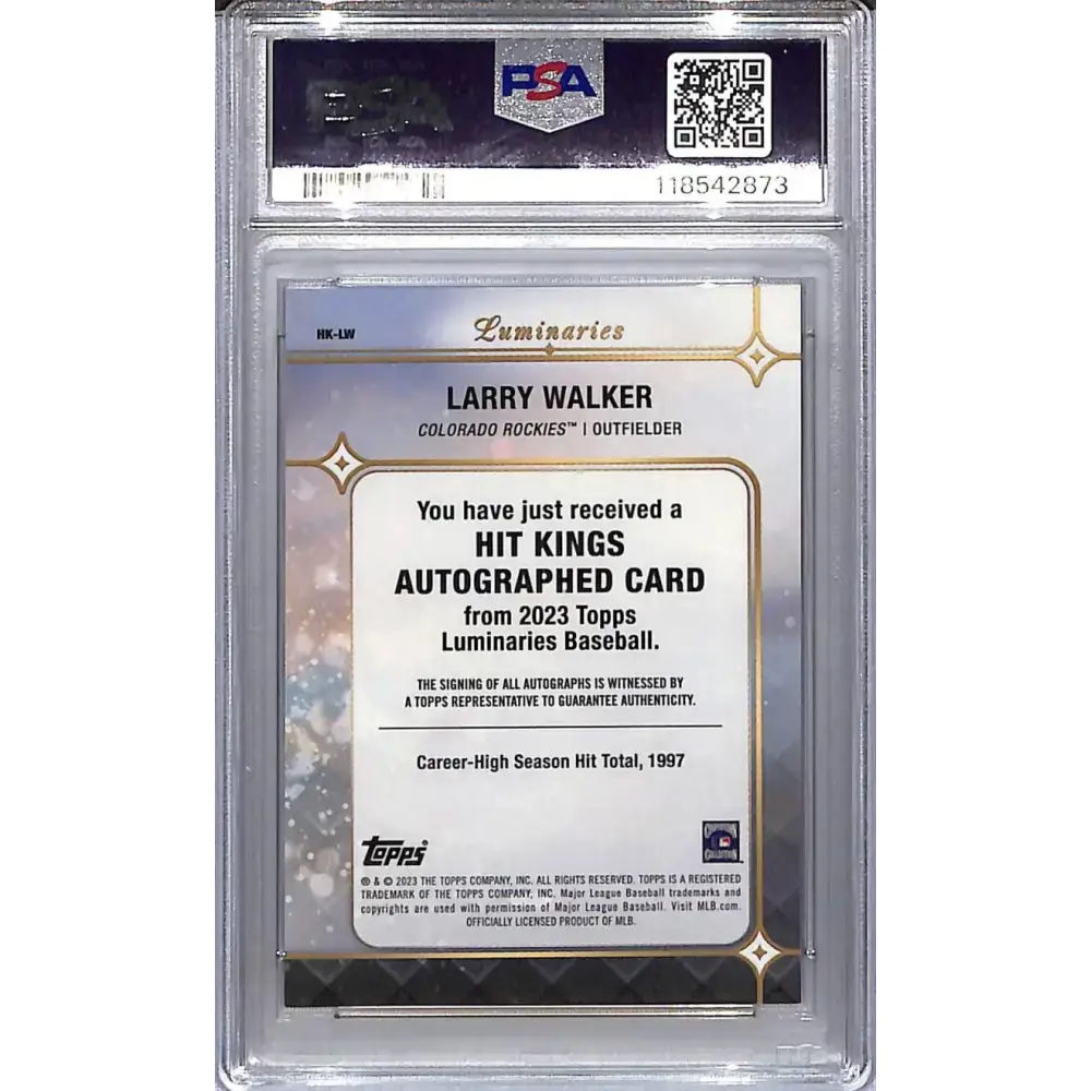 2023 Topps Luminaries Hit Kings #HK-LW Larry Walker PSA 9 MINT Auto 15/15 Colorado Rockies - Baseball Card Single