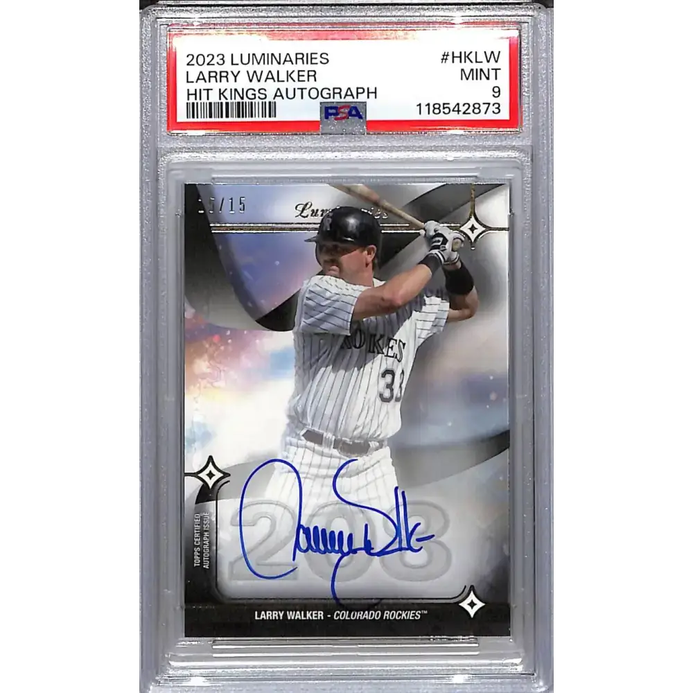 2023 Topps Luminaries Hit Kings #HK-LW Larry Walker PSA 9 MINT Auto 15/15 Colorado Rockies - Baseball Card Single