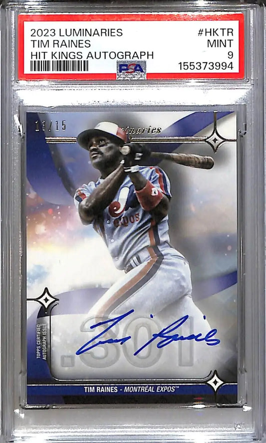 2023 Topps Luminaries Hit Kings #HK-TR Tim Raines PSA 9 MINT Auto 13/15 Montreal Expos - Baseball Card Single