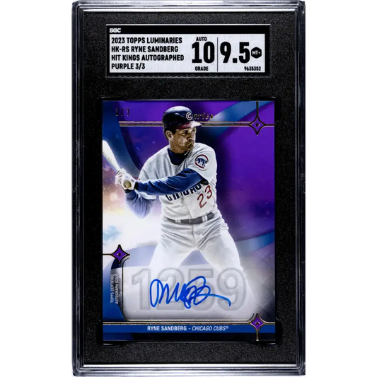 2023 Topps Luminaries #HK-RS Ryne Sandberg SGC 9.5 MINT+ Auto 3/3 Chicago Cubs Baseball Card - Baseball Card Single