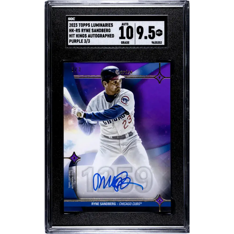 2023 Topps Luminaries #HK-RS Ryne Sandberg SGC 9.5 MINT+ Auto 3/3 Chicago Cubs Baseball Card - Baseball Card Single