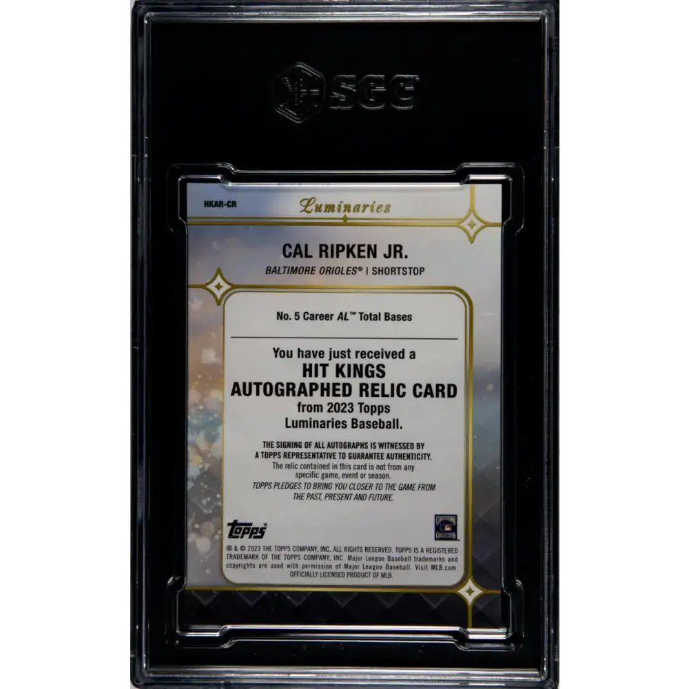 2023 Topps Luminaries #HKAR-CR Cal Ripken Jr. SGC 8.5 NM/MT+ MEM Auto 3/15 Baltimore Orioles Baseball Card - Baseball