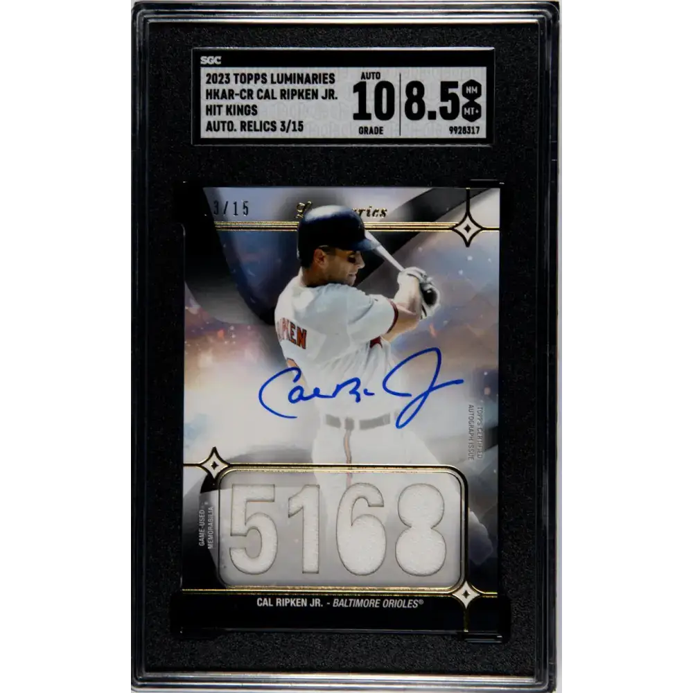 2023 Topps Luminaries #HKAR-CR Cal Ripken Jr. SGC 8.5 NM/MT+ MEM Auto 3/15 Baltimore Orioles Baseball Card - Baseball