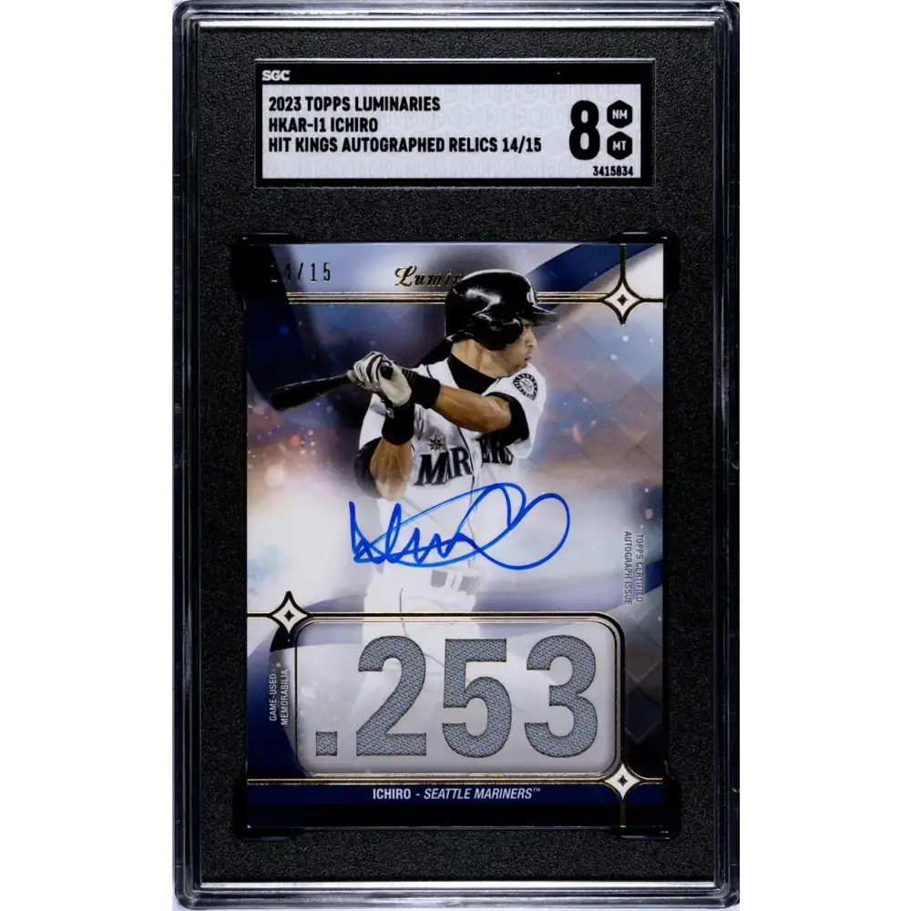 2023 Topps Luminaries #HKAR-I1 Ichiro Suzuki SGC 8 NM/MT MEM Auto 14/15 Seattle Mariners Baseball Card - Baseball Card