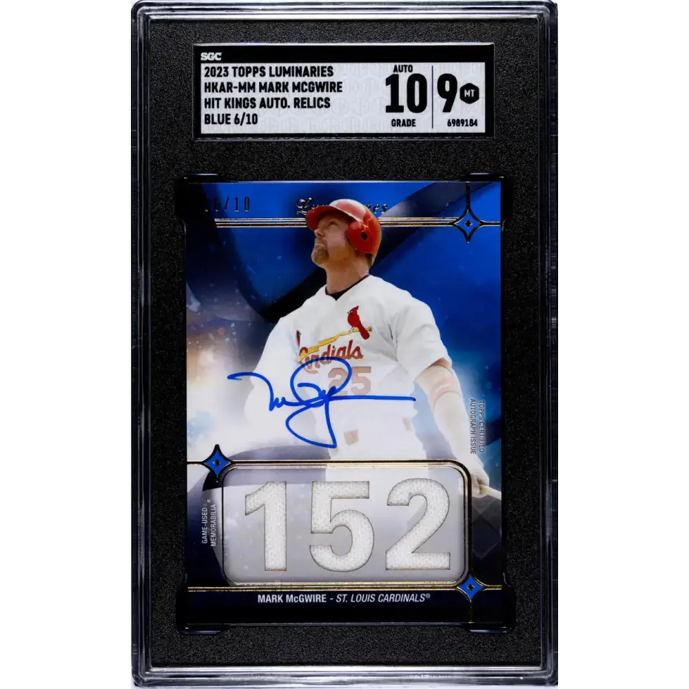2023 Topps Luminaries #HKAR-MM Mark McGwire SGC 9 MINT MEM Auto 6/10 St. Louis Cardinals Baseball Card - Baseball Card