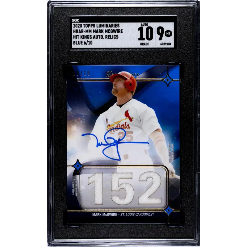 2023 Topps Luminaries #HKAR-MM Mark McGwire SGC 9 MINT MEM Auto 6/10 St. Louis Cardinals Baseball Card - Baseball Card