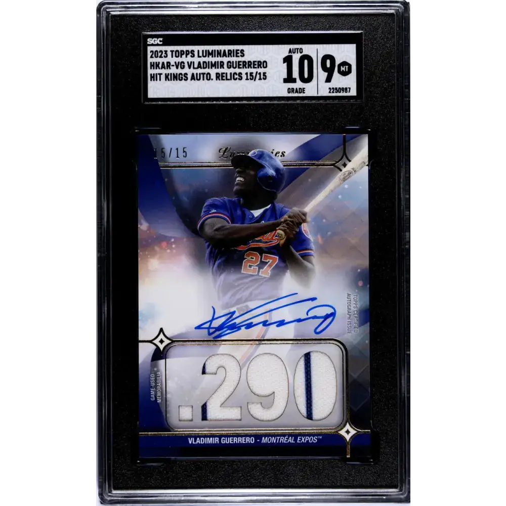 2023 Topps Luminaries #HKAR-VG Vladimir Guerrero SGC 9 MINT MEM Auto 15/15 Montreal Expos Baseball Card - Baseball Card