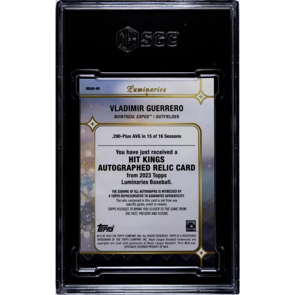 2023 Topps Luminaries #HKAR-VG Vladimir Guerrero SGC 9 MINT MEM Auto 15/15 Montreal Expos Baseball Card - Baseball Card