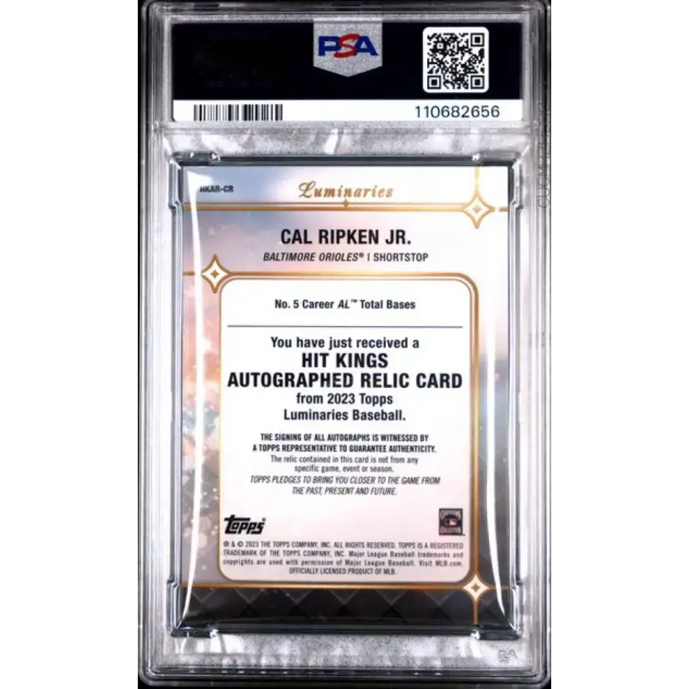 2023 Topps Luminaries #HKARCR Cal Ripken Jr. PSA 9 MINT MEM Auto 12/15 Baltimore Orioles Baseball Card - Baseball Card