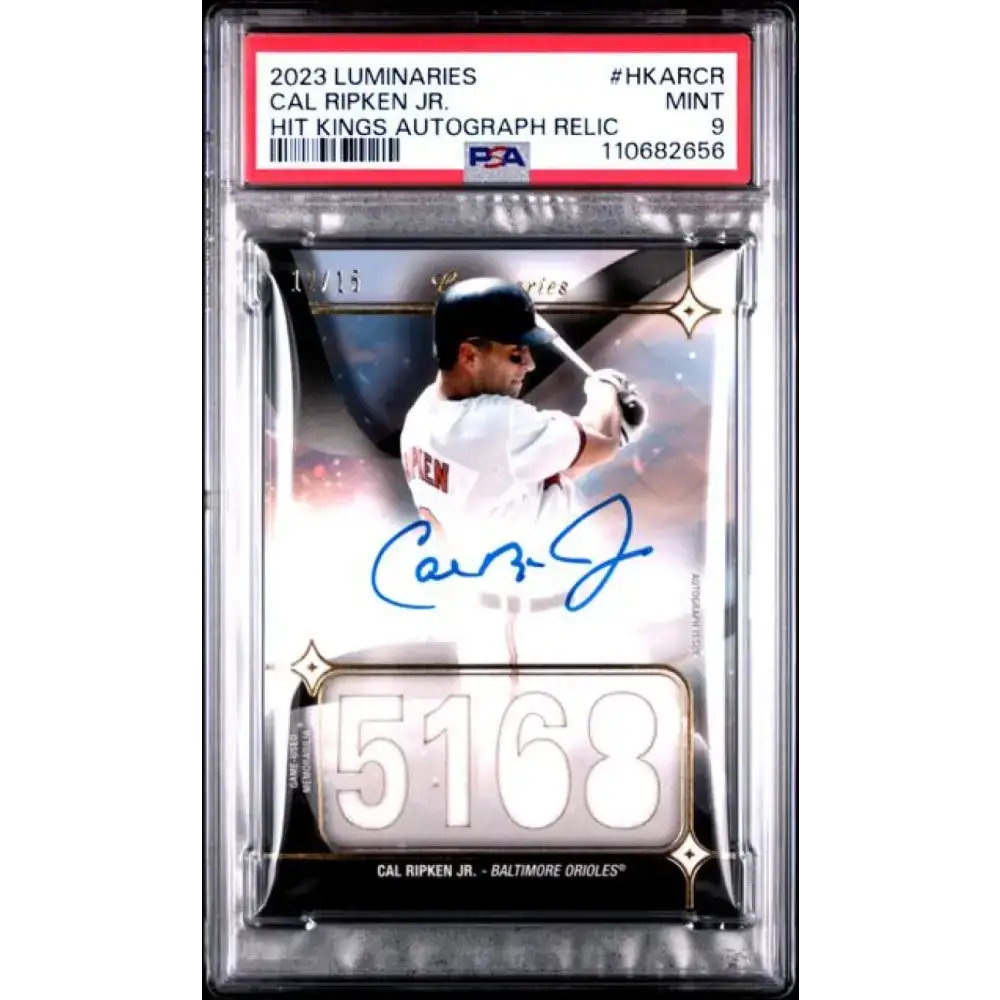 2023 Topps Luminaries #HKARCR Cal Ripken Jr. PSA 9 MINT MEM Auto 12/15 Baltimore Orioles Baseball Card - Baseball Card