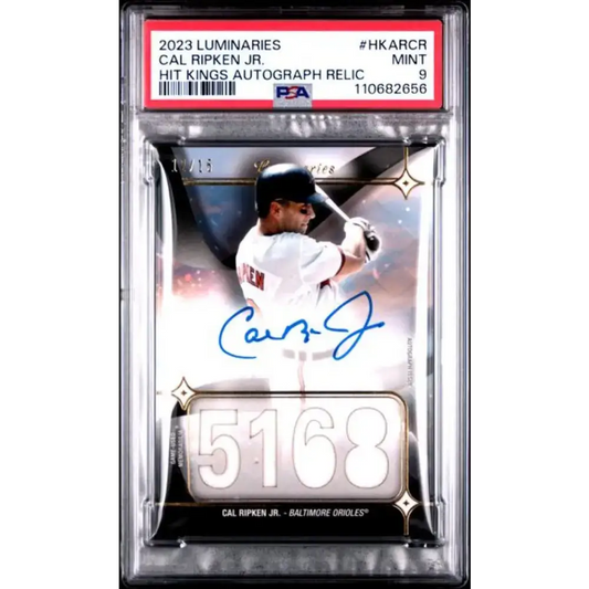 2023 Topps Luminaries #HKARCR Cal Ripken Jr. PSA 9 MINT MEM Auto 12/15 Baltimore Orioles Baseball Card - Baseball Card