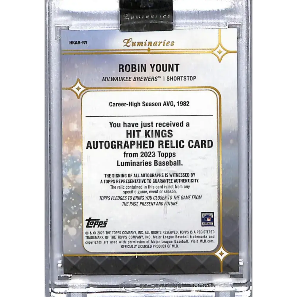 2023 Topps Luminaries #HKARRY Robin Yount NM-MT MEM Auto 1/3 Milwaukee Brewers Baseball Card - Baseball Card Single