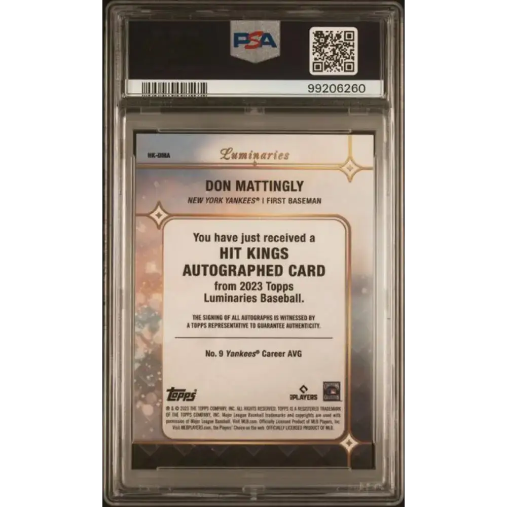2023 Topps Luminaries #HKDMA Don Mattingly PSA 10 GEM MINT Auto 10/15 New York Yankees Baseball Card - Baseball Card