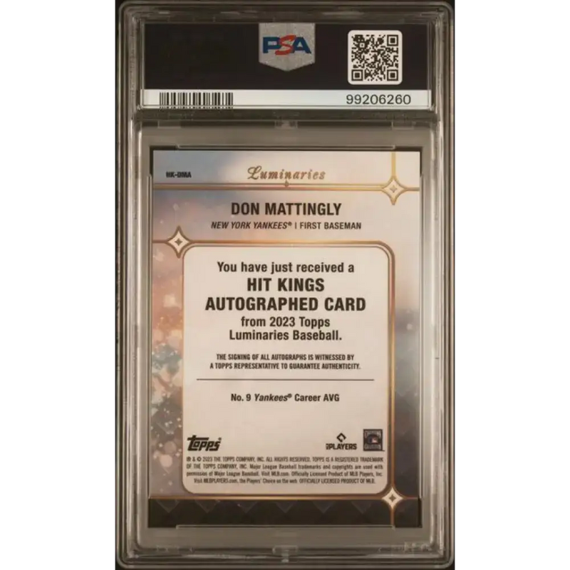 2023 Topps Luminaries #HKDMA Don Mattingly PSA 10 GEM MINT Auto 10/15 New York Yankees Baseball Card - Baseball Card