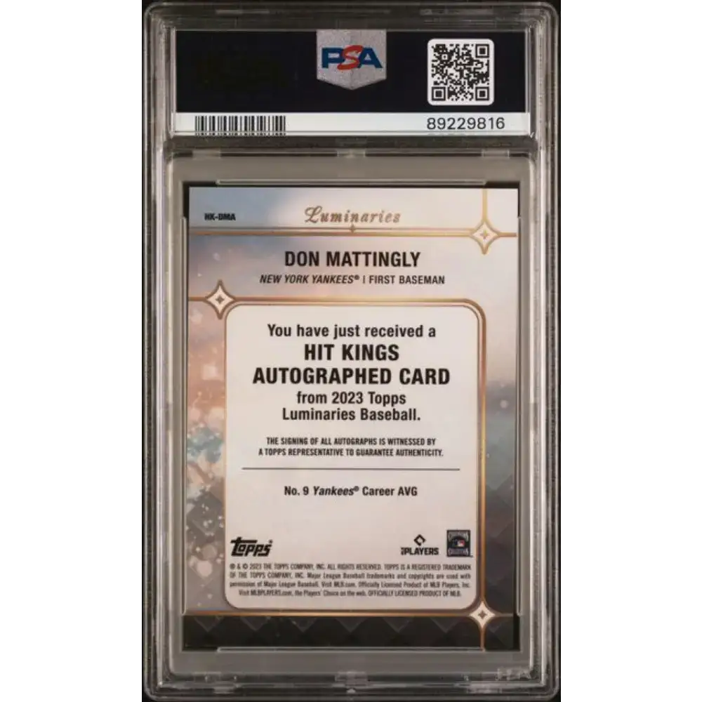 2023 Topps Luminaries #HKDMA Don Mattingly PSA 9 MINT Auto 4/15 New York Yankees Baseball Card - Baseball Card Single