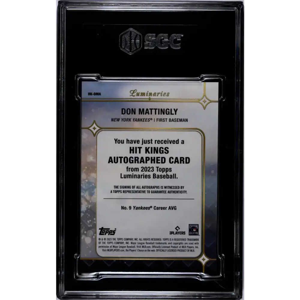 2023 Topps Luminaries #HKDMA Don Mattingly SGC 9 MINT Auto 3/15 New York Yankees Baseball Card - Baseball Card Single