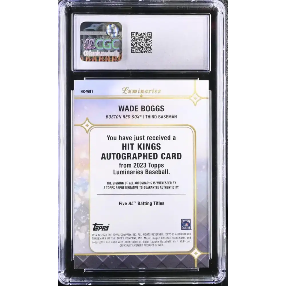 2023 Topps Luminaries #HKWB1 Wade Boggs CGC Gem Mint 10 Auto 6/15 Boston Red Sox Baseball Card - Baseball Card Single