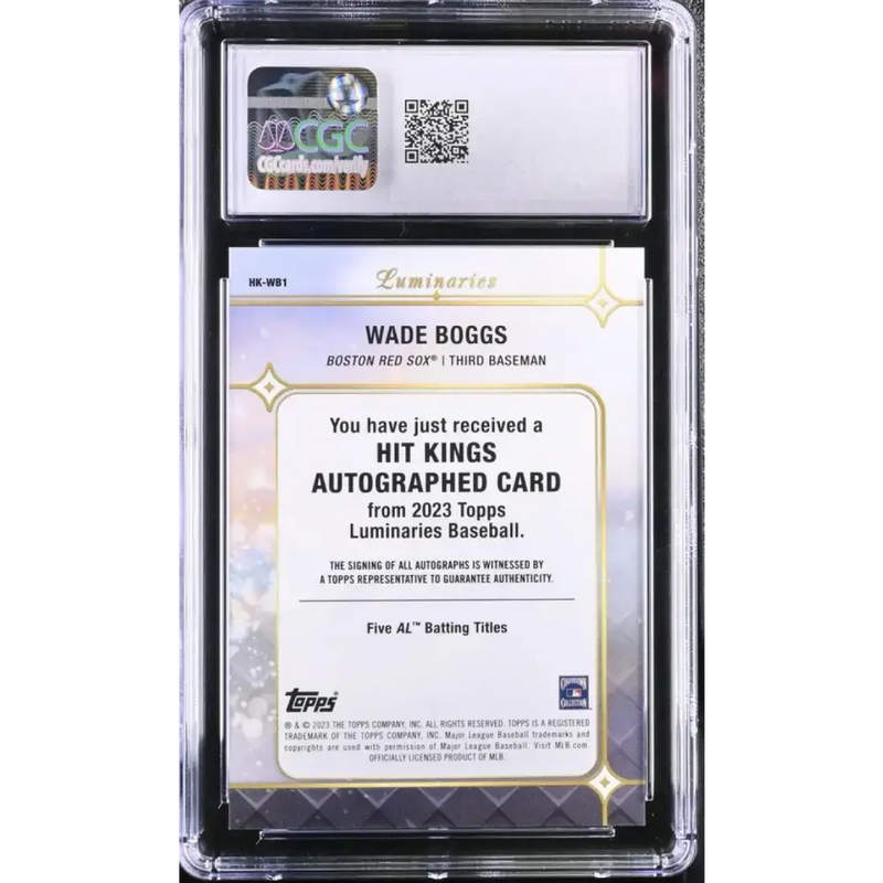2023 Topps Luminaries #HKWB1 Wade Boggs CGC Gem Mint 10 Auto 6/15 Boston Red Sox Baseball Card - Baseball Card Single