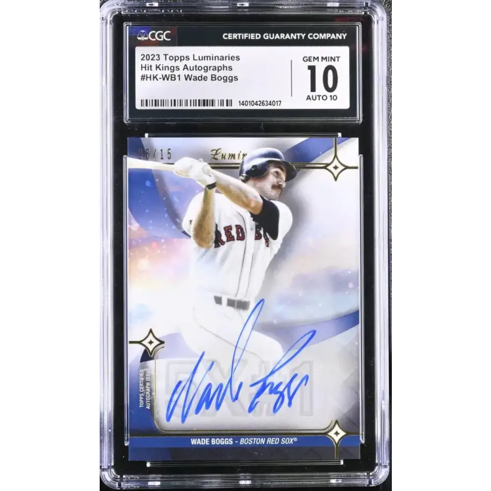 2023 Topps Luminaries #HKWB1 Wade Boggs CGC Gem Mint 10 Auto 6/15 Boston Red Sox Baseball Card - Baseball Card Single