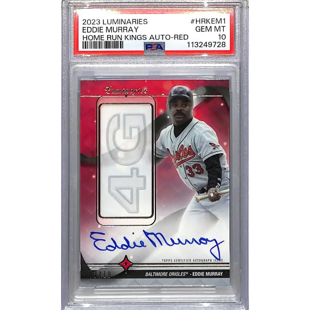 2023 Topps Luminaries Home Run Kings Red #HRK-EM1 Eddie Murray PSA 10 GEM MINT Auto 03/10 Baltimore Orioles - Baseball